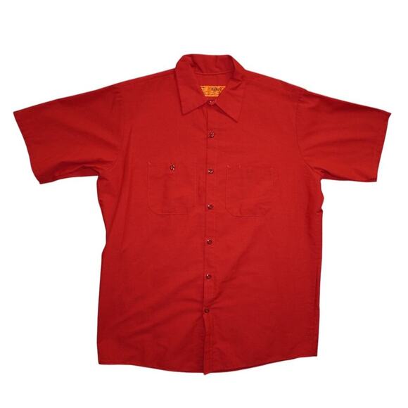 Red Kap Red Short Sleeve Work Shirt Size Large L SS Pockets Button Front - Picture 2 of 4